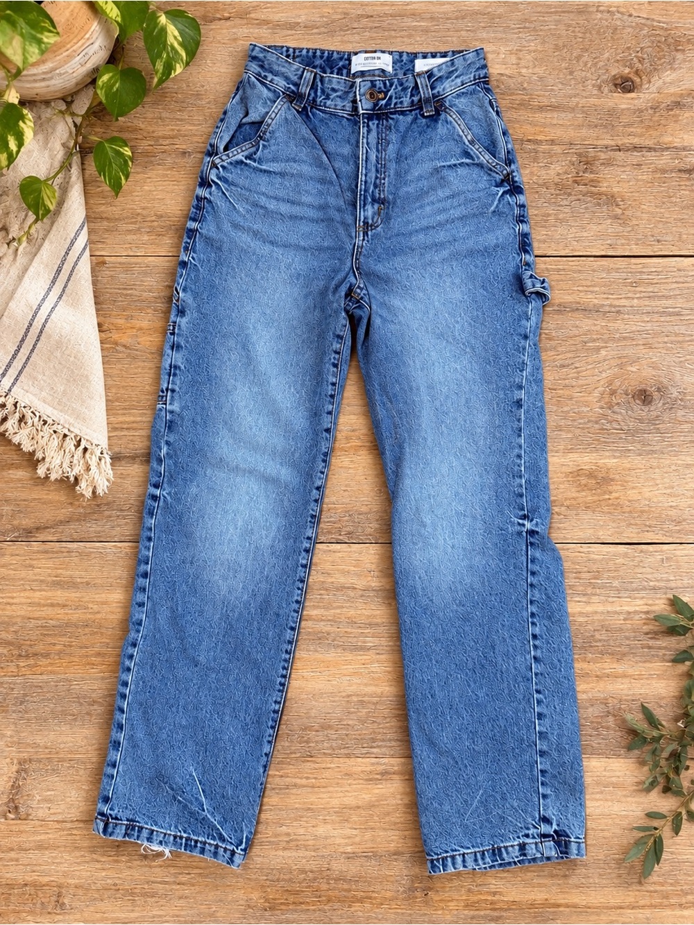 Cotton On Carpenter Jeans Size 4 High Rise 100% Cotton Relaxed Denim